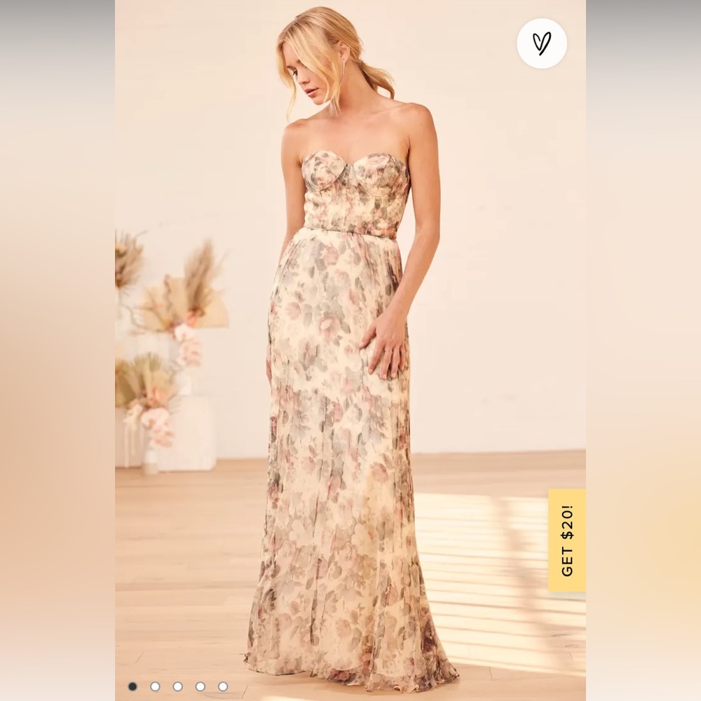 Lulu’s Strapless Corset Floral Maxi Dress